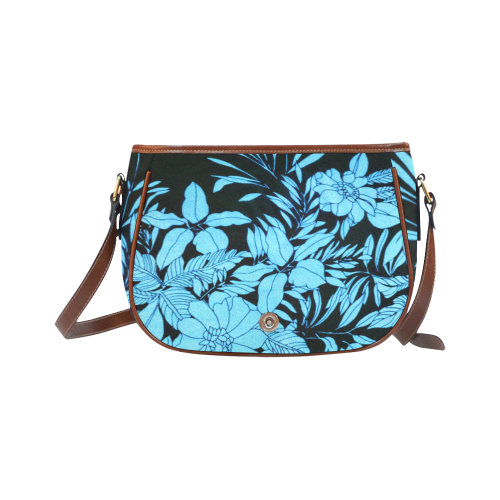 blue floral watercolor Saddle Bag/Large (Model 1649)