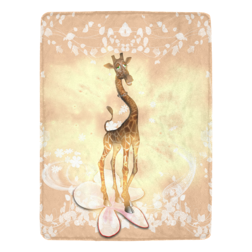 Sweet geiraffe with flowers Ultra-Soft Micro Fleece Blanket 60"x80"