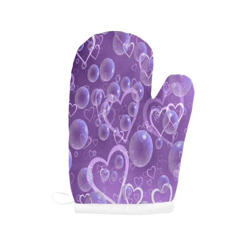 Purple Hearts And Bubbles Oven Mitt (Two Pieces)