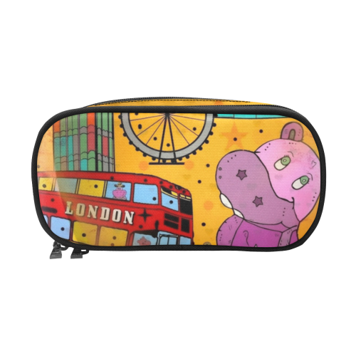 London Hippo by Nico Bielow Pencil Pouch/Large (Model 1680)