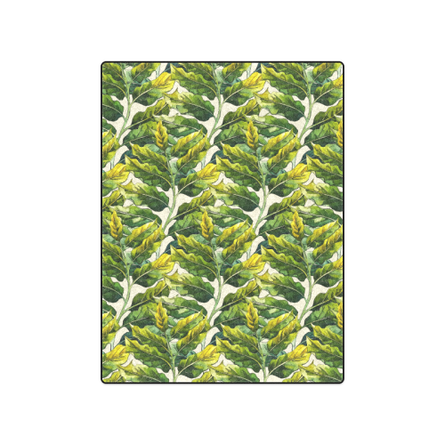 Yellow Green Wide Tropical Leaf pattern 6 Blanket 50"x60"