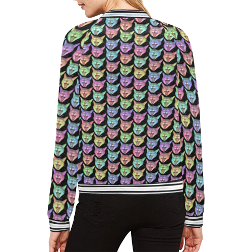 Cats Yawning All Over Print Bomber Jacket for Women (Model H21)