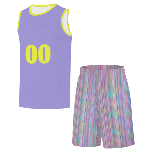 Broken TV screen shorts lavender top All Over Print Basketball Uniform
