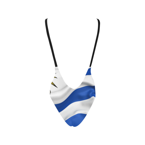 Uruguay Flag Sexy Low Back One-Piece Swimsuit (Model S09)