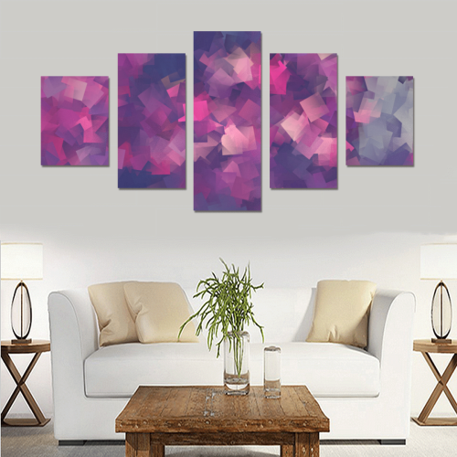 purple pink magenta cubism #modern Canvas Print Sets B (No Frame)