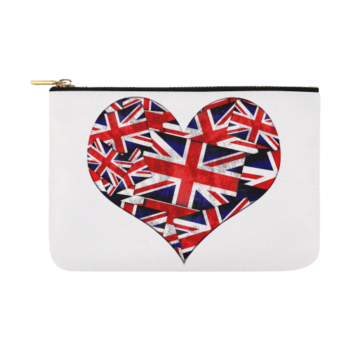 Union Jack British UK Flag Heart White Carry-All Pouch 12.5''x8.5''