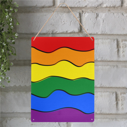 Gay Pride - Rainbow Flag Waves Stripes 1 Metal Tin Sign 12"x16"