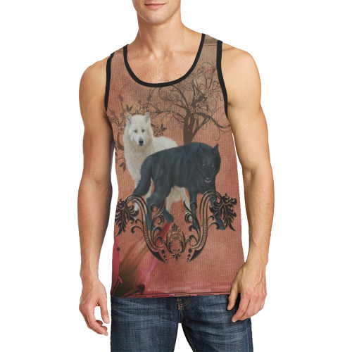 Awesome black and white wolf Men's All Over Print Tank Top (Model T57)