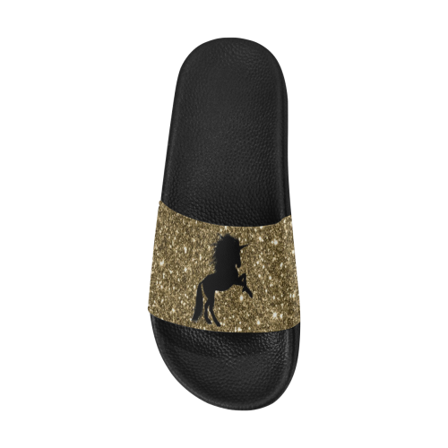 sparkling unicorn golden by JAMcolors Women's Slide Sandals (Model 057)