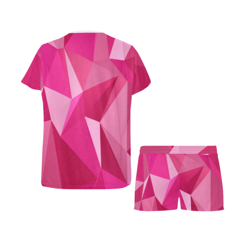 Abstract Pink Triangles Women's Short Pajama Set
