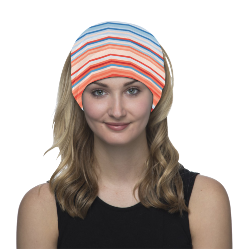 blue and coral stripe 2 Multifunctional Headwear