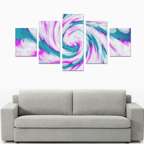 Turquoise Pink Tie Dye Swirl Abstract Canvas Print Sets B (No Frame)