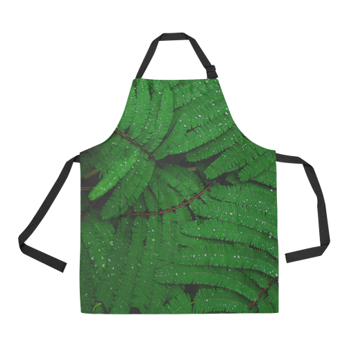 Forest Green Plants with Dew Photo All Over Print Apron