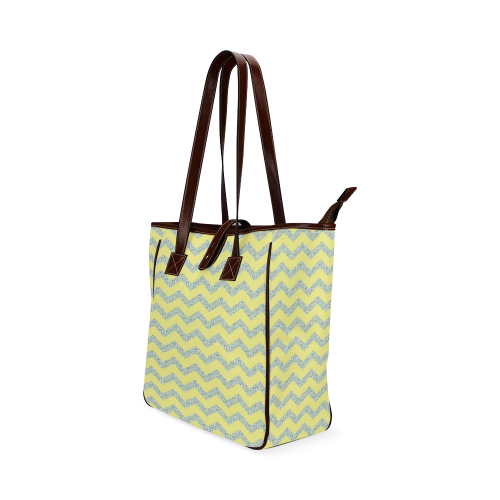 ZigZag Silver Lime Yellow Classic Tote Bag (Model 1644)