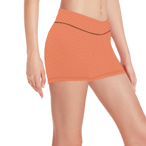Living Coral Color Polka Dots Women's All Over Print Short Leggings (Model L28)