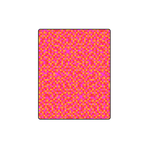 Funny funky crazy neon pink orange red multicolor pixels pixel squares pattern gamer Blanket 40"x50"