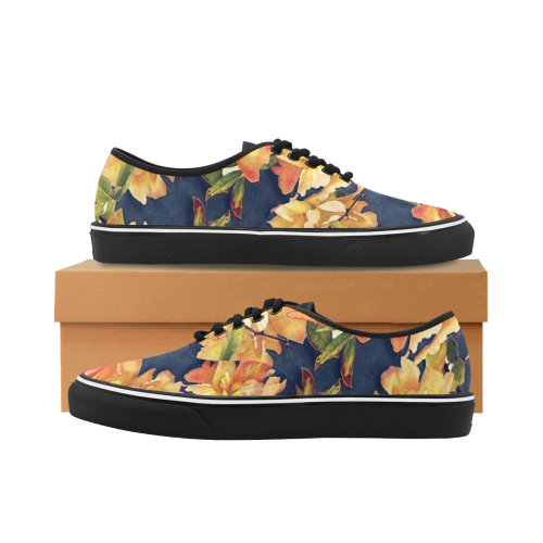 flowers #flowers #pattern #flora Classic Women's Canvas Low Top Shoes/Large (Model E001-4)