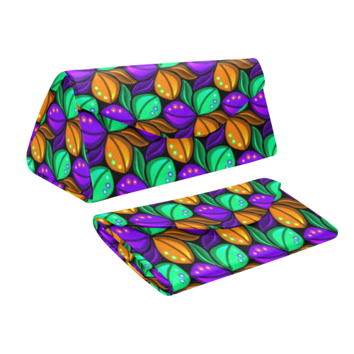 Tricolor Floral Pattern Orange Green and Violet Custom Foldable Glasses Case