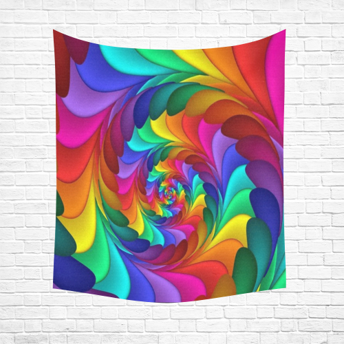 RAINBOW CANDY SWIRL Cotton Linen Wall Tapestry 51"x 60"