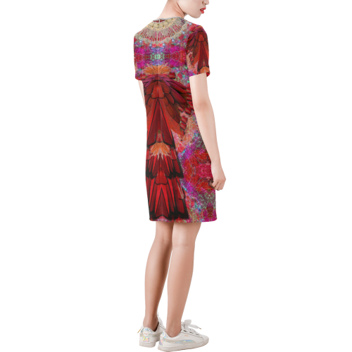design 10-sept 2018-45x65-r n b Short-Sleeve Round Neck A-Line Dress (Model D47)