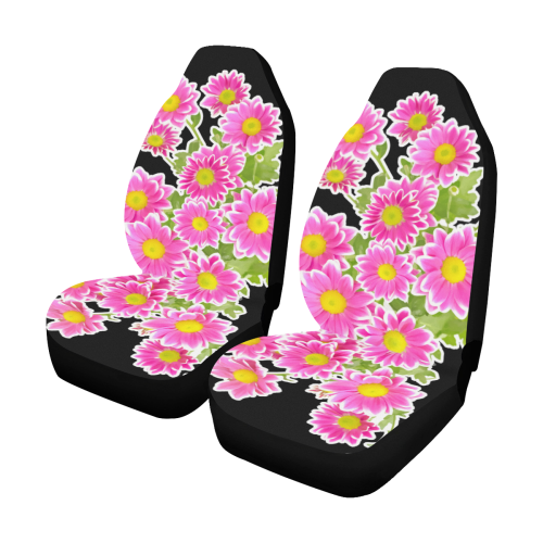 Asters Bouquet Pink White Flowers Car Seat Covers (Set of 2)