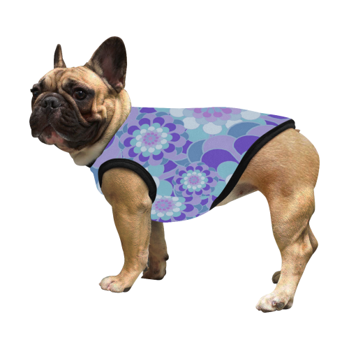 Purple Turquoise Floral All Over Print Pet Tank Top