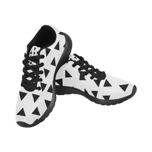 Black ethnic blocks on white Women’s Running Shoes (Model 020)