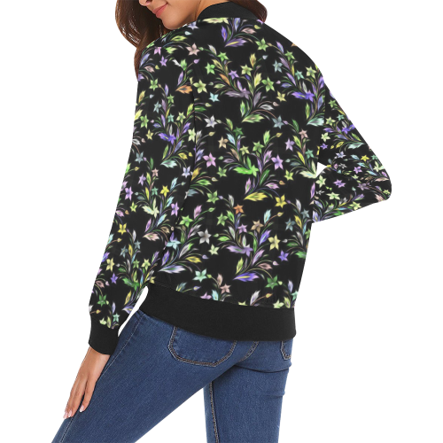 Vivid floral pattern 4182C by FeelGood All Over Print Bomber Jacket for Women (Model H19)