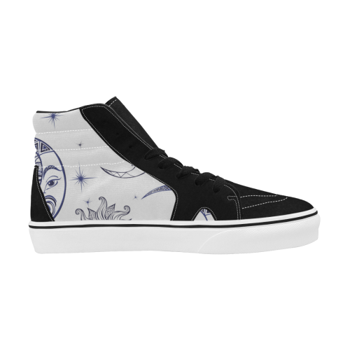 moon and stars Women's High Top Skateboarding Shoes/Large (Model E001-1)
