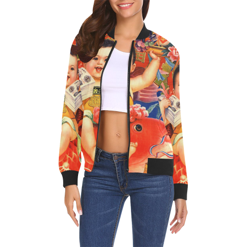 Science leads to wealth, and savings to abundance All Over Print Bomber Jacket for Women (Model H19)