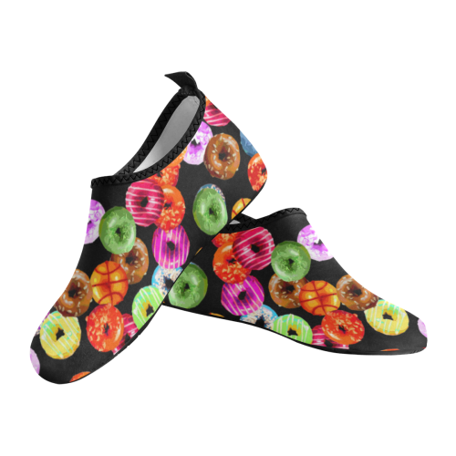 Colorful Yummy DONUTS pattern Men's Slip-On Water Shoes (Model 056)