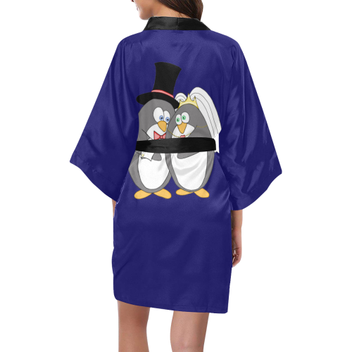 Penguin Wedding Royal Blue/Black Kimono Robe