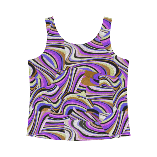 Groovy Retro Renewal - Purple Waves All Over Print Tank Top for Women (Model T43)