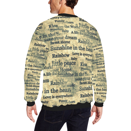 Words Popart by Nico Bielow Men's Oversized Fleece Crew Sweatshirt/Large Size(Model H18)