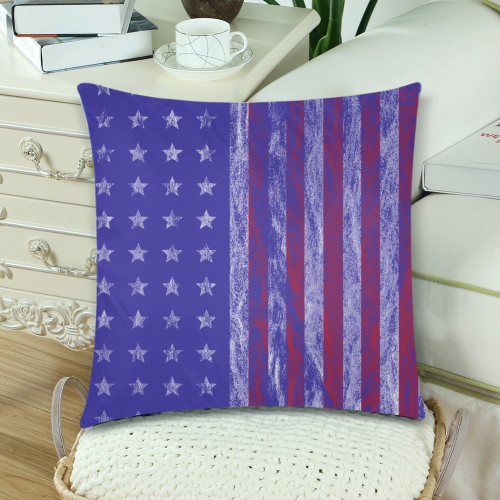 Vintage Retro America American USA Flag stars & stripes Custom Zippered Pillow Cases 18"x 18" (Twin Sides) (Set of 2)