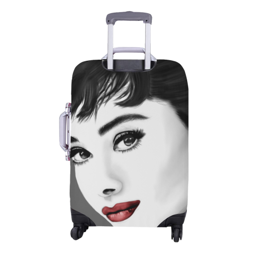 Audrey Hepburn with Red Lips Luggage Cover/Medium 22"-25"