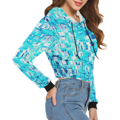 ice cube pattern All Over Print Crop Hoodie for Women (Model H22)