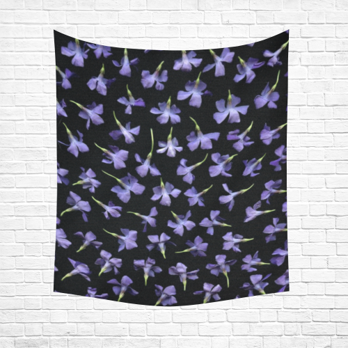 violet flowers Cotton Linen Wall Tapestry 51"x 60"
