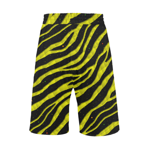 Ripped SpaceTime Stripes - Yellow Men's All Over Print Casual Shorts (Model L23)