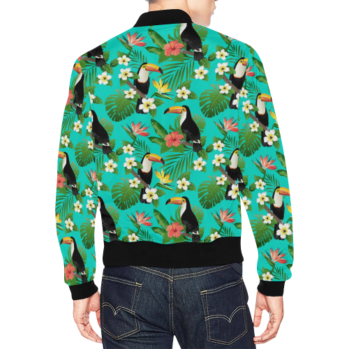 Tropical Summer Toucan Pattern All Over Print Bomber Jacket for Men/Large Size (Model H19)
