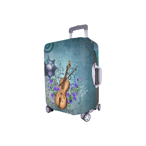 Violin with violin bow and flowers Luggage Cover/Small 18"-21"