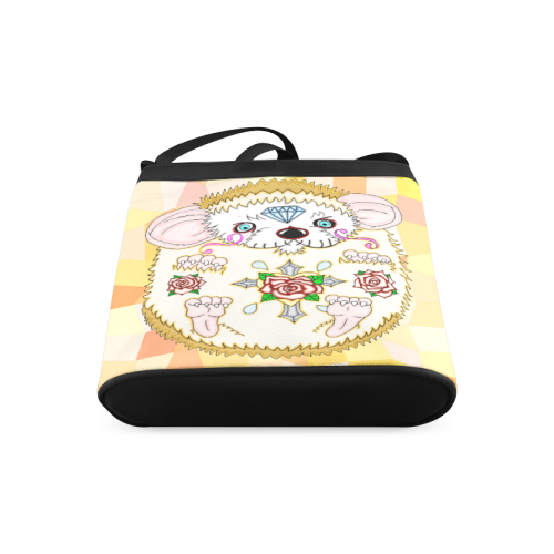Sugar Skull Hedgehog Yellow Gold Mosaic Crossbody Bags (Model 1613)