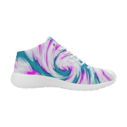 Turquoise Pink Tie Dye Swirl Abstract Women's Basketball Training Shoes (Model 47502)