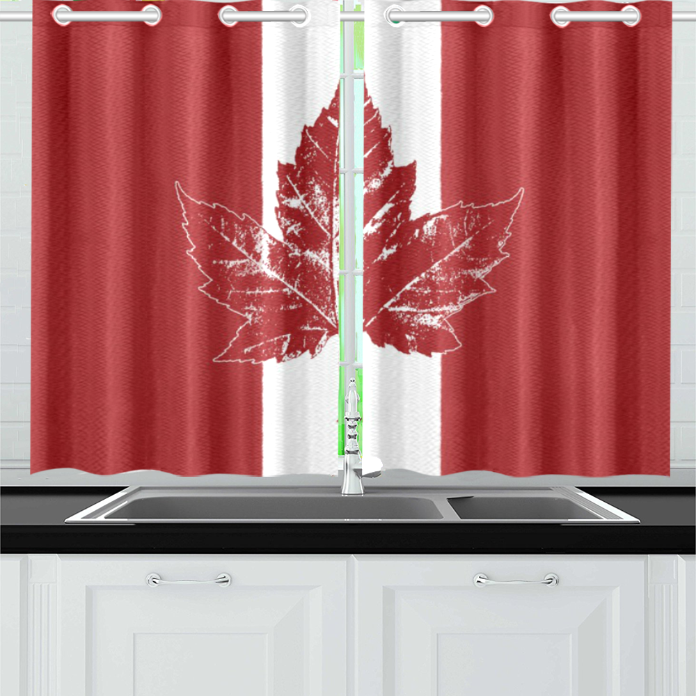 Cool Canada Flag Curtains Retro Red Kitchen Curtain 26 X 39 2