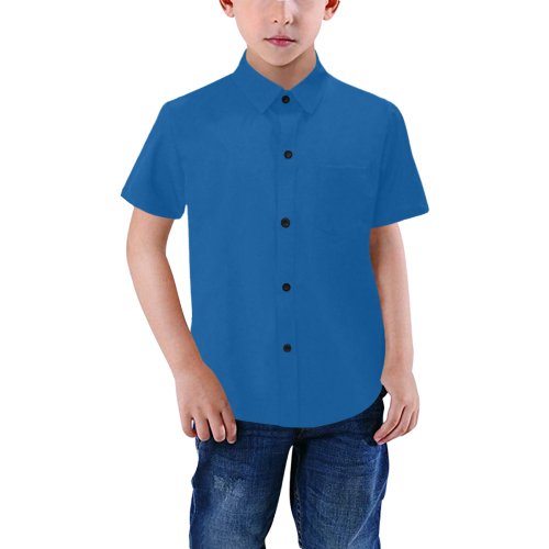 Color Solid Princess Blue Boys' All Over Print Short Sleeve Shirt (Model T59)