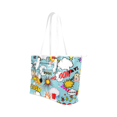 Fairlings Delight's Pop Art Collection- Comic Bubbles 53086n3w Leather Tote Bag/Small (Model 16 Leather Tote Bag/Small (Model 1651)