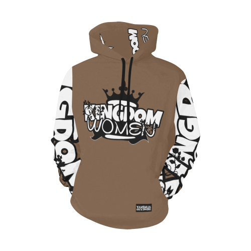 Dark Brown All Over Print Hoodie for Women (USA Size) (Model H13)