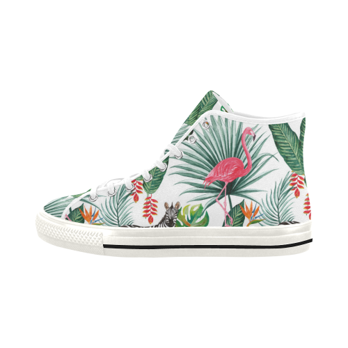 Awesome Flamingo And Zebra Vancouver H Women's Canvas Shoes (1013-1)