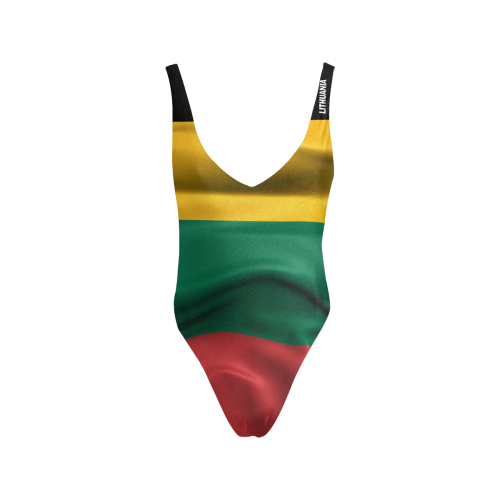 Lithuania Flag Sexy Low Back One-Piece Swimsuit (Model S09)