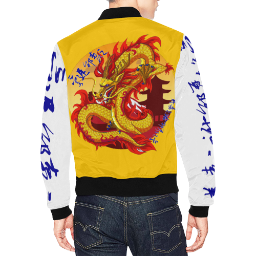Honor & Strength Golden Dragon All Over Print Bomber Jacket for Men (Model H19)